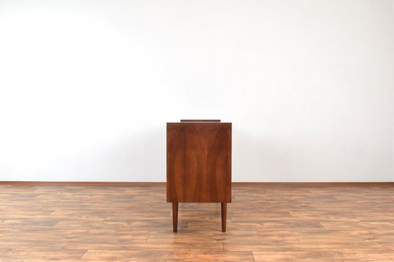 Image 1 of Mid-Century Op-Art Hand-Painted Walnut Sideboard From Bytomskie Fabryki Mebli, 1960S.