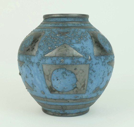 Image 1 of Carstens Vase Decor Ankara Blue Gray Metallic Glaze No. 652-13 Ceramic 1960S