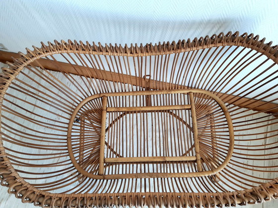 Image 1 of Vintage rattan Moses cradle circa 1960