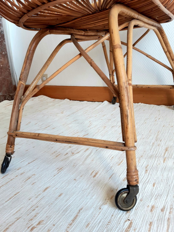 Image 1 of Vintage rattan Moses cradle circa 1960