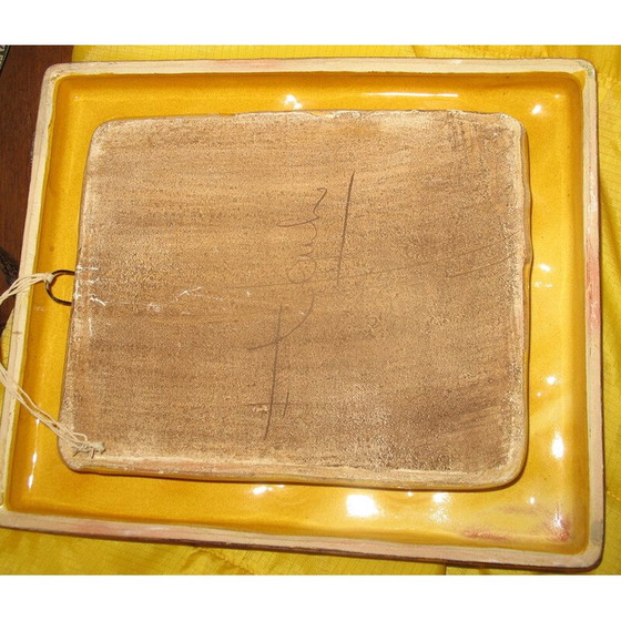 Image 1 of Vintage mirror in gold and green-black enamel by François Lembo, 1960