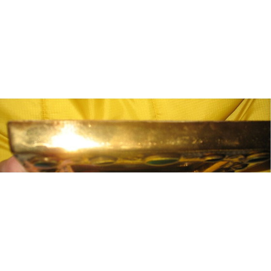 Image 1 of Vintage mirror in gold and green-black enamel by François Lembo, 1960