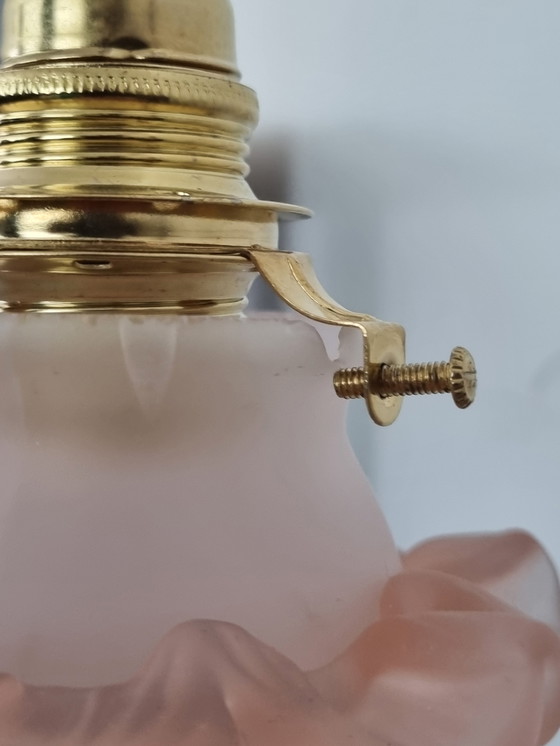 Image 1 of Lampada a sospensione vintage in vetro rosa