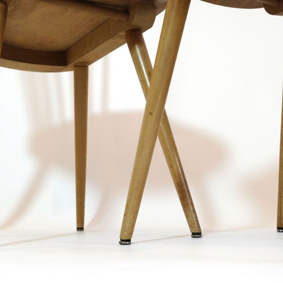 Image 1 of Coppia di sedie vintage "Minuet" in faggio e similpelle nera di Baumann, anni '60