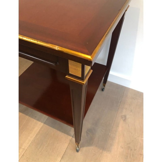 Image 1 of Tavolino vintage in mogano e ottone di Hugnet, anni '40