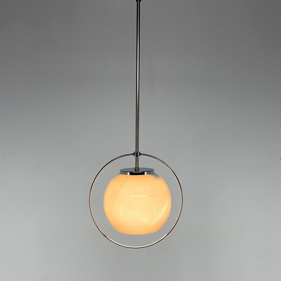 Image 1 of Vintage pendant lamp in glass and chrome