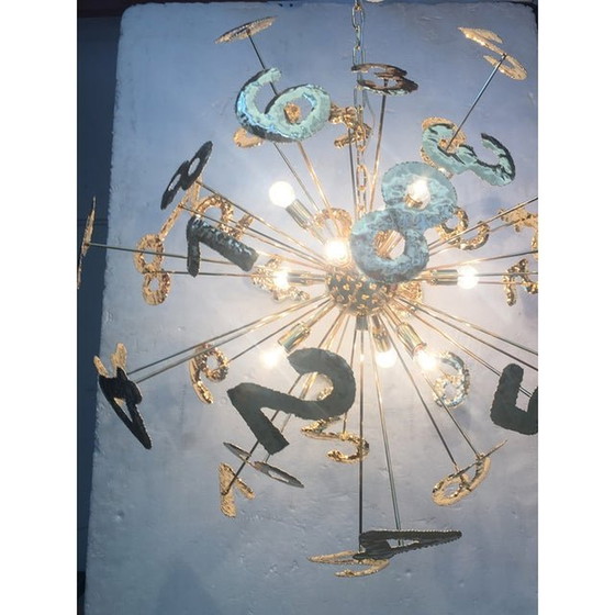 Image 1 of Hand-Made Brass Numbers Sputnik Chandelier