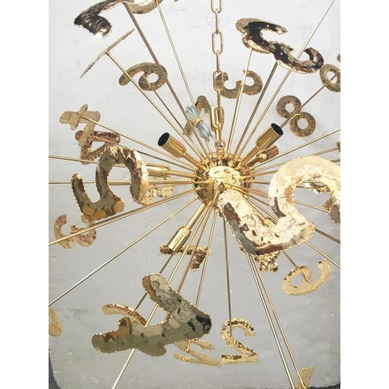 Image 1 of Hand-Made Brass Numbers Sputnik Chandelier