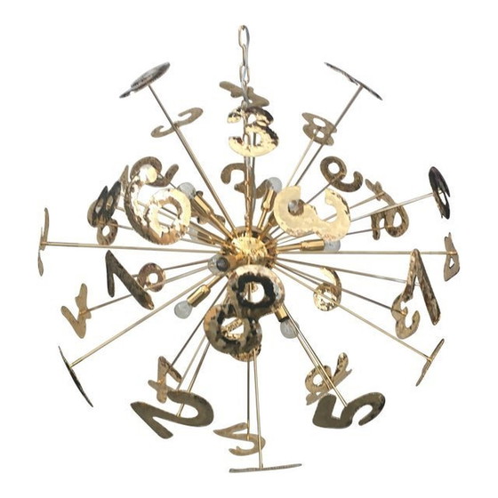 Image 1 of Hand-Made Brass Numbers Sputnik Chandelier