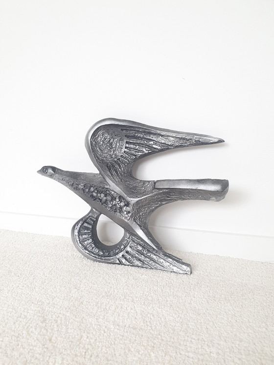 Image 1 of Brutalist wall sculpture bird