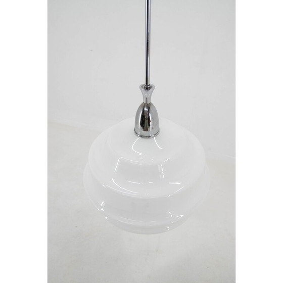 Image 1 of Vintage Art Deco glass pendant lamp, Czechoslovakia 1950