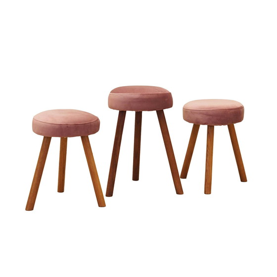 Image 1 of Set Of Three Pink Footstools, Danish Design, 1960S, Production: Denmark