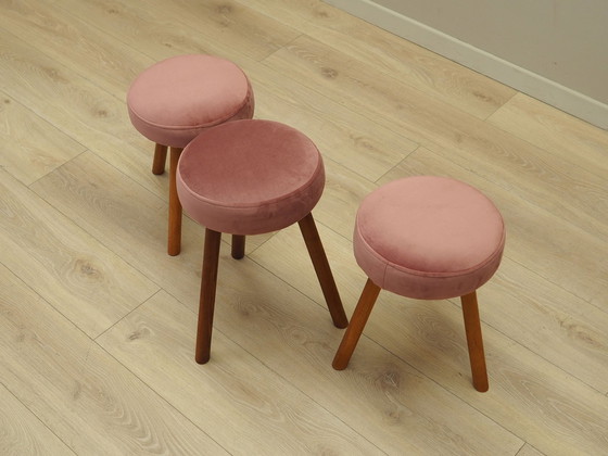 Image 1 of Set Of Three Pink Footstools, Danish Design, 1960S, Production: Denmark