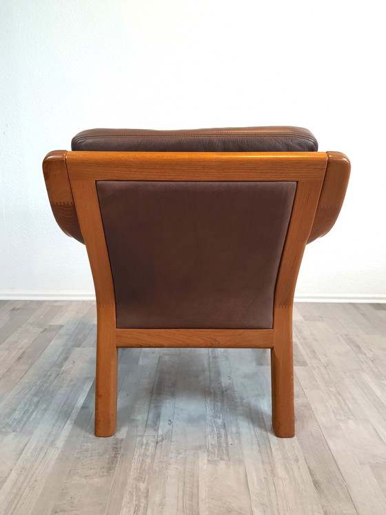 Image 1 of Poul Jeppesen Design danois Fauteuil vintage Easy Chair teck cuir