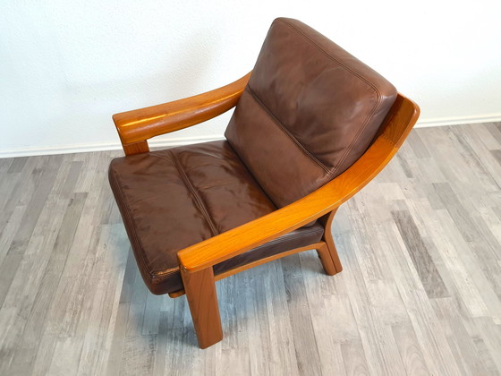 Image 1 of Poul Jeppesen Design danois Fauteuil vintage Easy Chair teck cuir