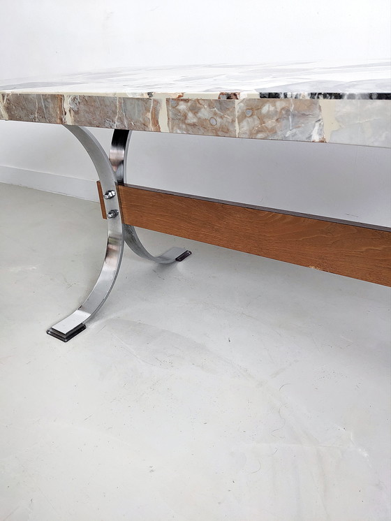 Image 1 of Marble & Chrome Coffee Table