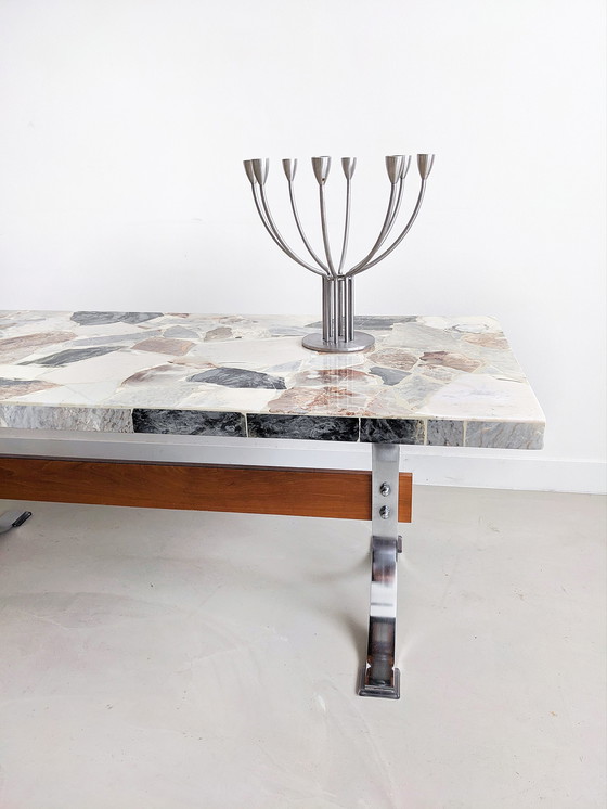 Image 1 of Marble & Chrome Coffee Table