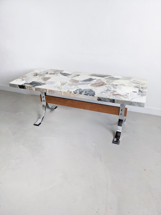 Image 1 of Marble & Chrome Coffee Table