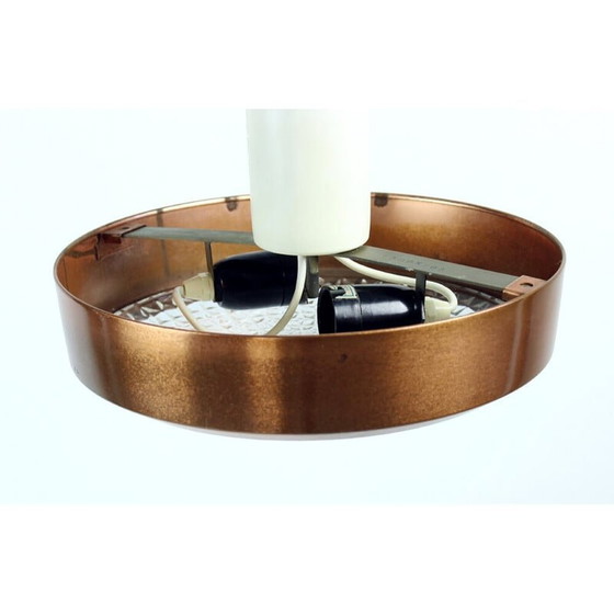 Image 1 of Lampade da soffitto vintage in rame e vetro di Boemia, Cecoslovacchia, anni '70