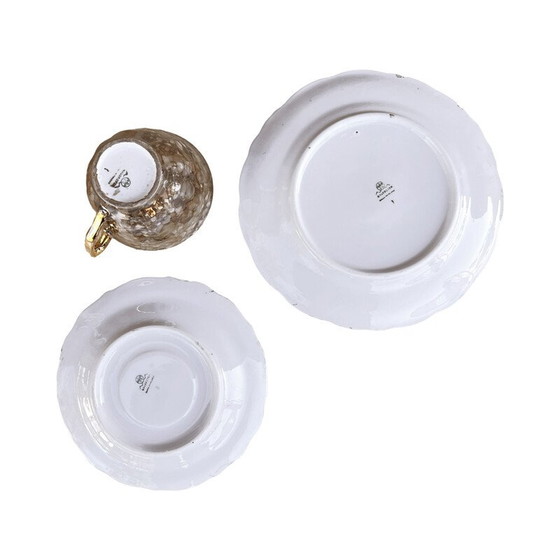 Image 1 of Vintage marble painting breakfast service for Wawel, Poland 1970