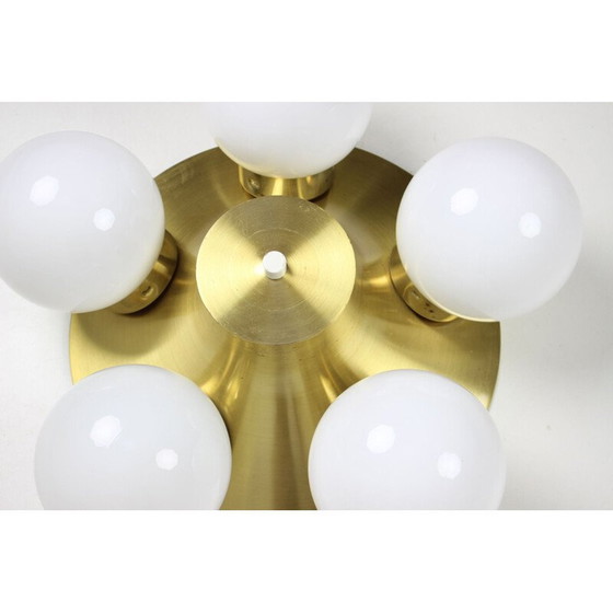 Image 1 of Vintage glass and brass ceiling light by Kamenicky Šenov, Czechoslovakia 1970