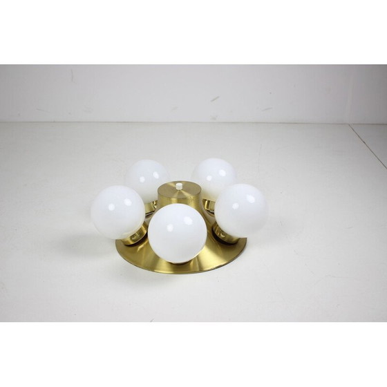 Image 1 of Vintage glass and brass ceiling light by Kamenicky Šenov, Czechoslovakia 1970