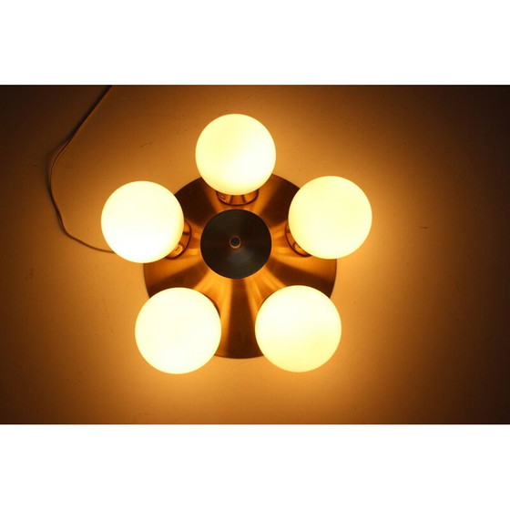 Image 1 of Vintage glass and brass ceiling light by Kamenicky Šenov, Czechoslovakia 1970