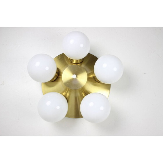Image 1 of Vintage glass and brass ceiling light by Kamenicky Šenov, Czechoslovakia 1970