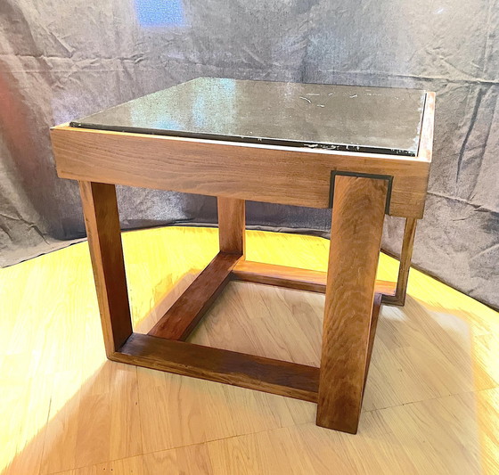 Image 1 of Rosewood Coffee/End Table, With Black Glass Top, Brazil 1970'S