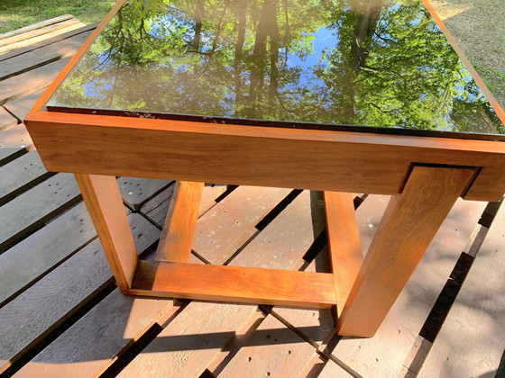 Image 1 of Rosewood Coffee/End Table, With Black Glass Top, Brazil 1970'S