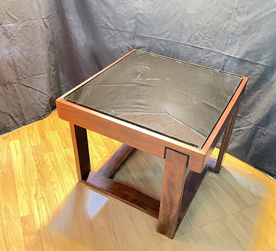 Image 1 of Rosewood Coffee/End Table, With Black Glass Top, Brazil 1970'S