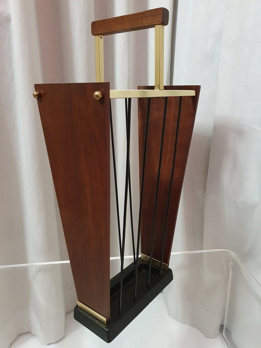 Umbrella stand 1960s - mahogany/brass