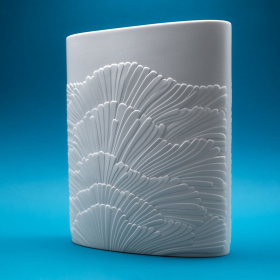 Image 1 of Rare Rosenthal Rosamunde Nairac Bisque Porcelaine Anémone Vase OP Art H 23 cm