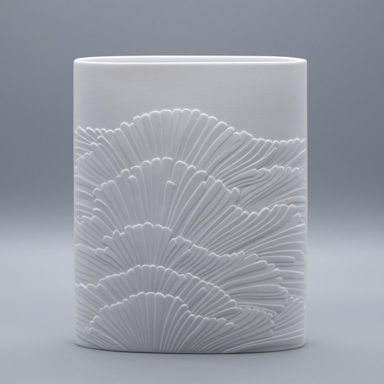 Image 1 of Rare Rosenthal Rosamunde Nairac Bisque Porcelaine Anémone Vase OP Art H 23 cm