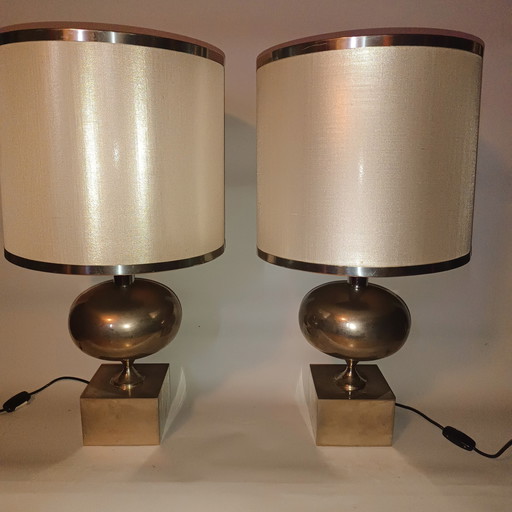 Pair Of Philippe Barbier Silver Lamps