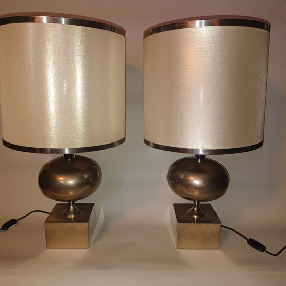 Image 1 of Pair Of Philippe Barbier Silver Lamps