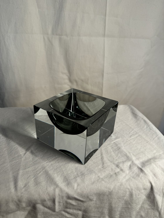 Image 1 of Murano Sommerso Ashtray In Smoky Grey