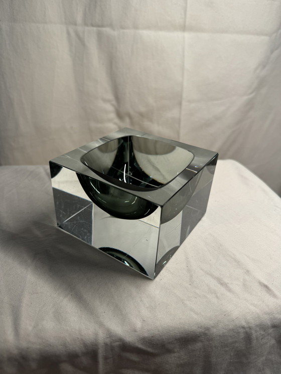 Image 1 of Murano Sommerso Ashtray In Smoky Grey