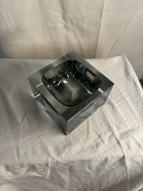 Image 1 of Murano Sommerso Ashtray In Smoky Grey