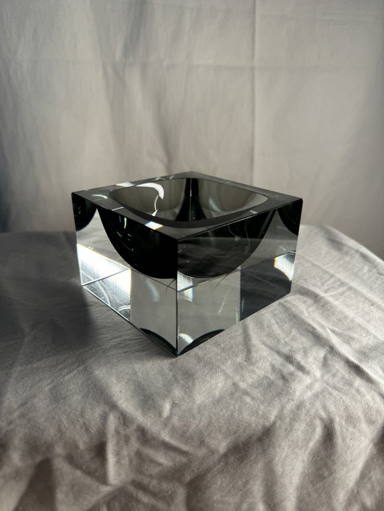 Image 1 of Murano Sommerso Ashtray In Smoky Grey