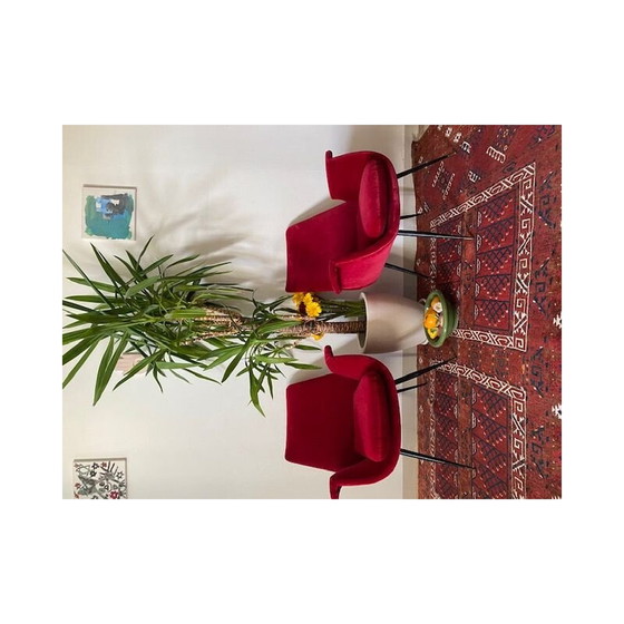 Image 1 of Coppia di poltrone italiane vintage in velluto rosso