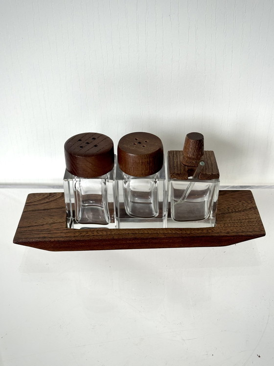 Image 1 of Teak pepper salt sugar set