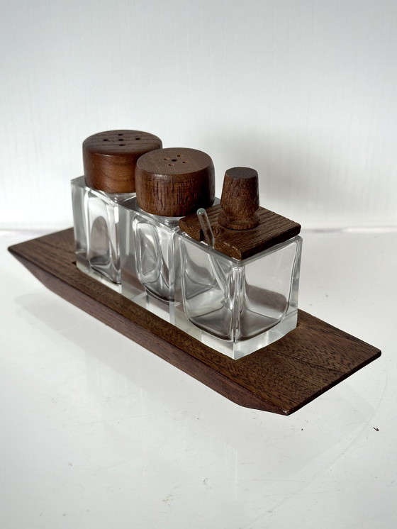 Image 1 of Teak pepper salt sugar set