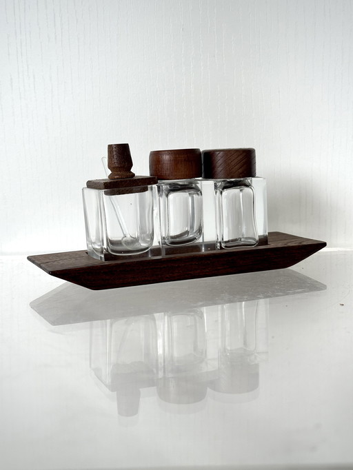 Teak pepper salt sugar set