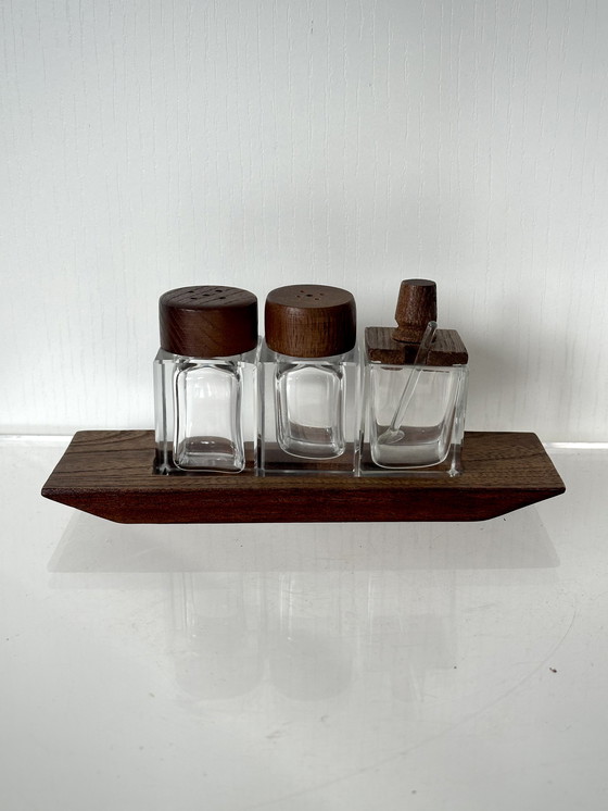 Image 1 of Teak pepper salt sugar set