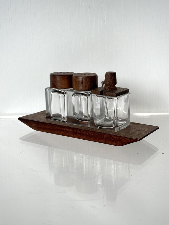 Image 1 of Teak pepper salt sugar set