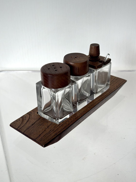 Image 1 of Teak pepper salt sugar set