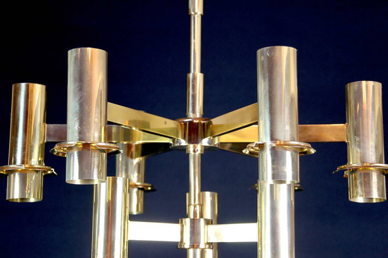 Image 1 of Ott International Brass And Glass Scandinavian Chandelier