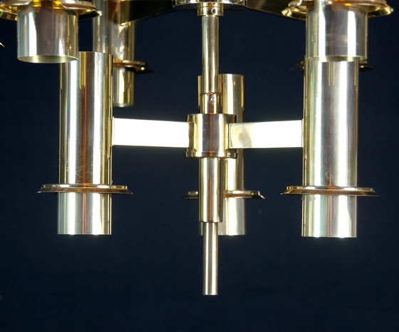 Image 1 of Ott International Brass And Glass Scandinavian Chandelier