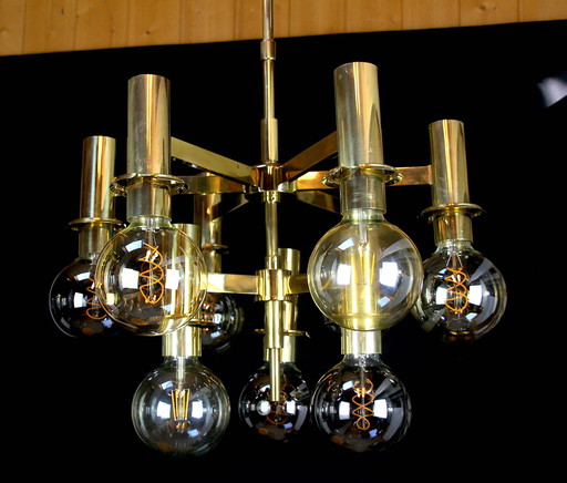 Ott International Brass And Glass Scandinavian Chandelier